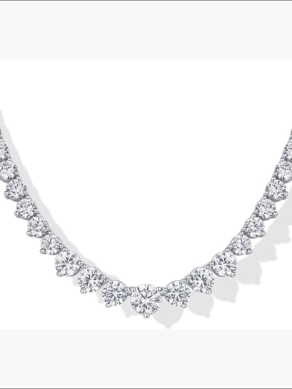 14K Gold Plated Cubic Zirconia Tennis Necklace Graduated Chain